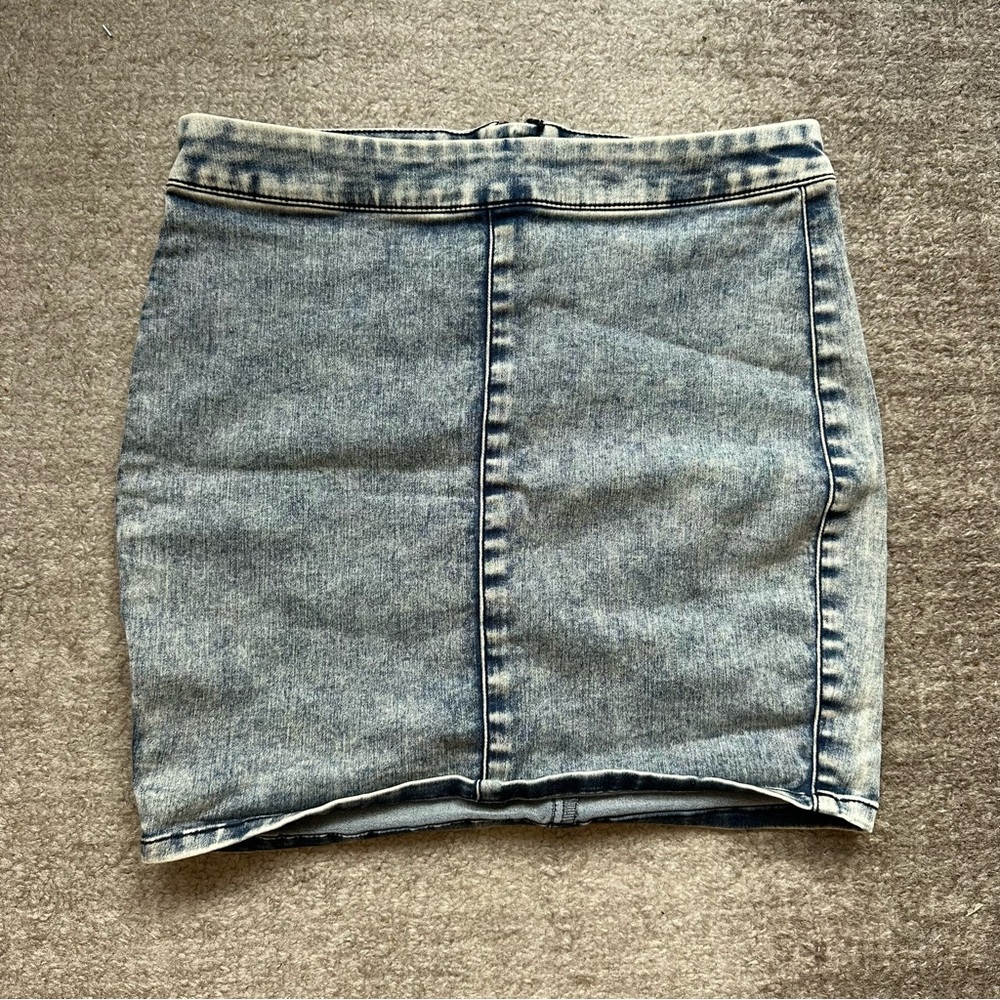 Faux Denim Pencil Skirt